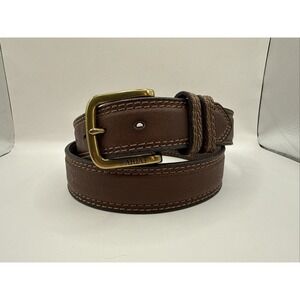 A1035702 Ariat Men's 1 1/2 Inch Size 38 Double Stitch Belt Brown Gold Hardware